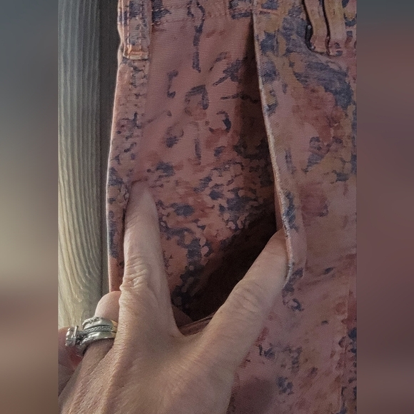 NWOT "The wander" pants by Anthropologie, coral colored with a paisley design. - Picture 3 of 6